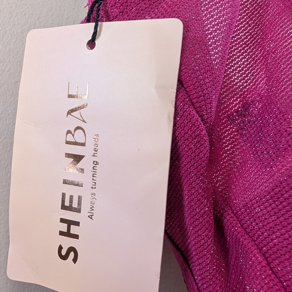 SHEINBAE Hot Pink Glitter Corset Bra Top - Small NWT - Picture 4 of 6